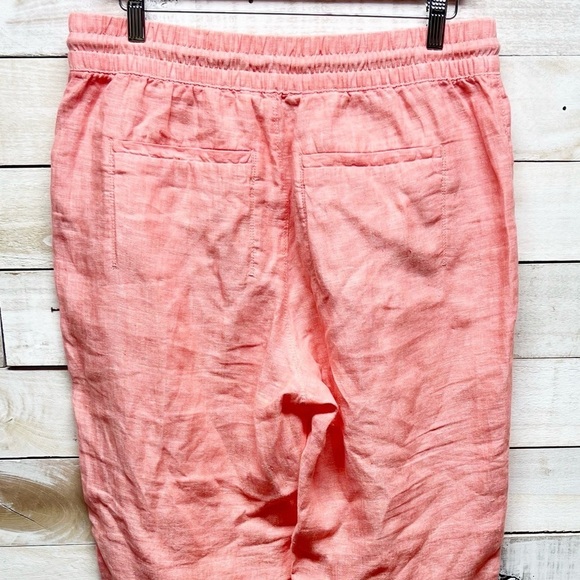 Athleta Pants Womens 10 Orange Persimmon Linen Retreat Joggers Zip Pockets - Picture 7 of 14